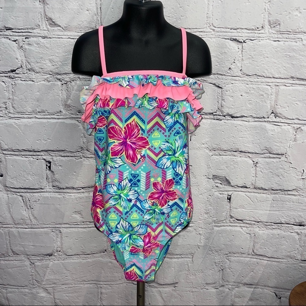 Arizona Hawaiian print one piece swimsuit youth 14/16
